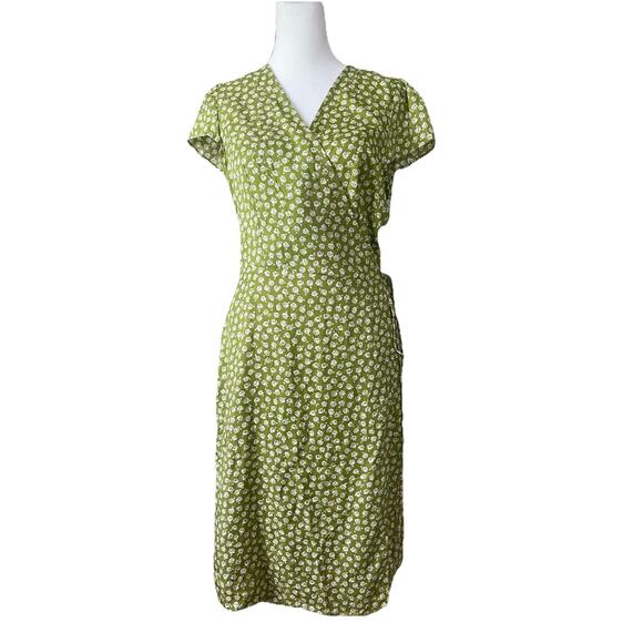 Reformation Y2K Zena Green Wrap Ditsy Floral Mini Dress Size M NWT - Picture 1 of 6